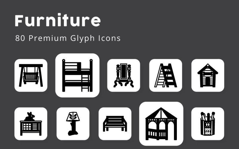 Furniture Unique Glyph Icons Icon Set