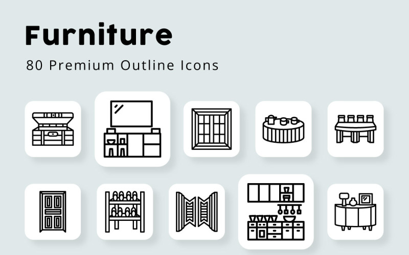 Furniture Unique Outline Icons Icon Set