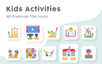 Kids Activities Flat Icons