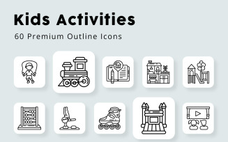 Kids Activities Outline Icons