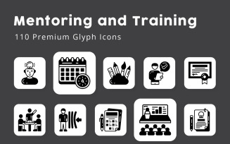Mentoring and Training Glyph Icons