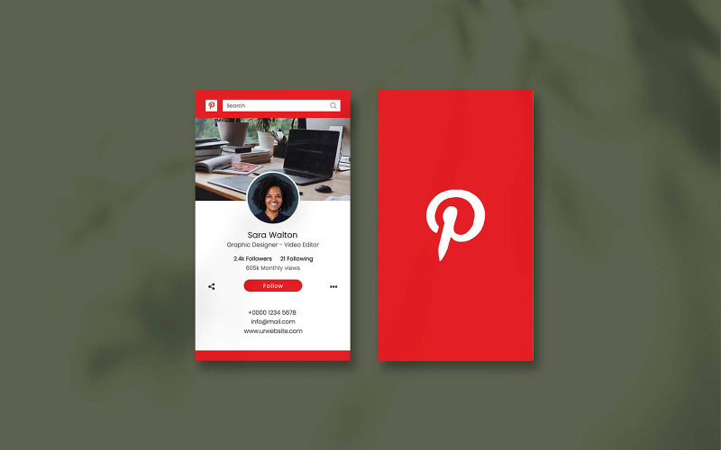 Pinterest Business Card Template Corporate Identity