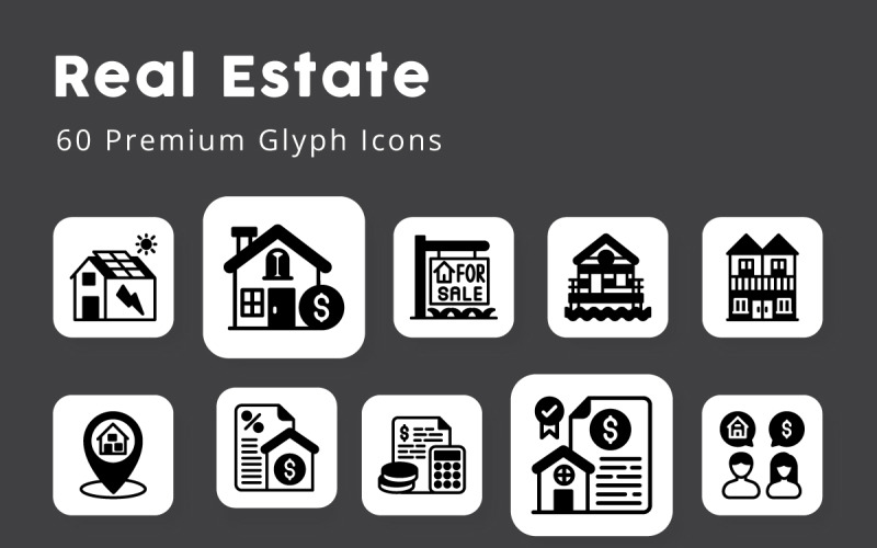 Real Estate Premium Glyph Icons Icon Set