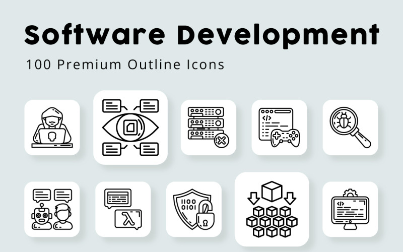 Software Development Outline Icons Icon Set