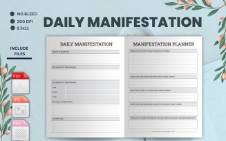 Daily Manifestation Journal, Printable Water Tracker, Digital Daily Habit Tracker