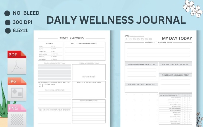 Personalized Wellness Journal, Health & Wellbeing Diary, Habit Planner
