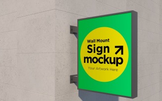 Square Wall Mount Façade Sign Mockup Template 23A