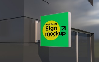 Square Wall Mount Façade Sign Mockup Template 24A