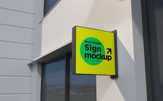 Square Wall Mount Façade Sign Mockup Template 26A