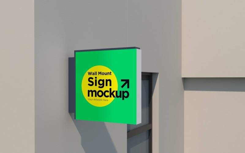 Square Wall Mount Signage Mockup Template 06A Product Mockup