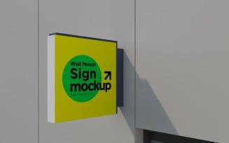 Square Wall Mount Signage Mockup Template 06B