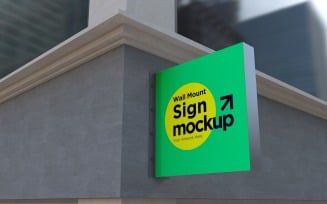 Square Wall Mount Signage Mockup Template 08A