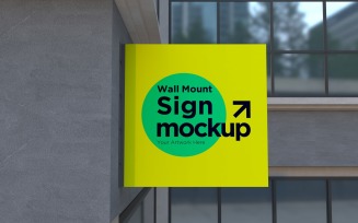Square Wall Mount Signage Mockup Template 08B