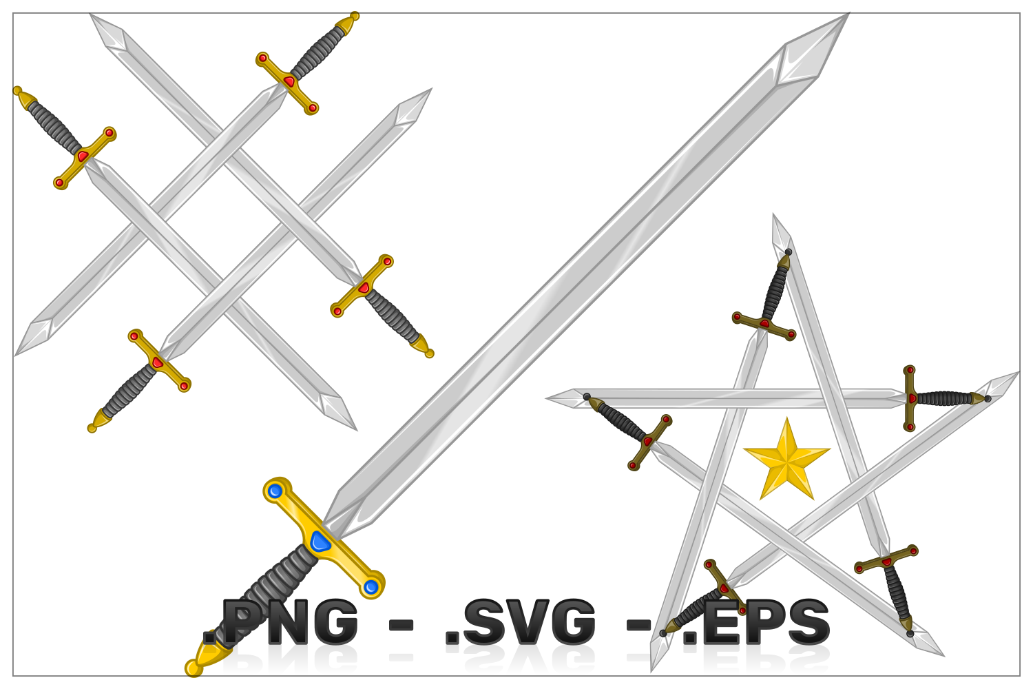 Vector Design Of Interlocked Medieval Swords