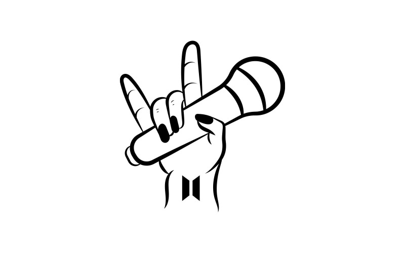 BTS Hand with Mic Logo design Logo Template