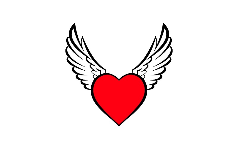 Creative Heart with Wings Logo Design Logo Template