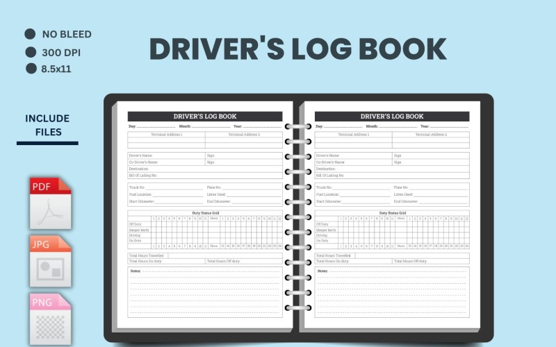 Driver Log Book, Mileage Logbook, Maintenance and Repair Planner