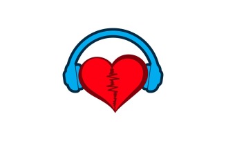 Heart with Head Phone Logo Design
