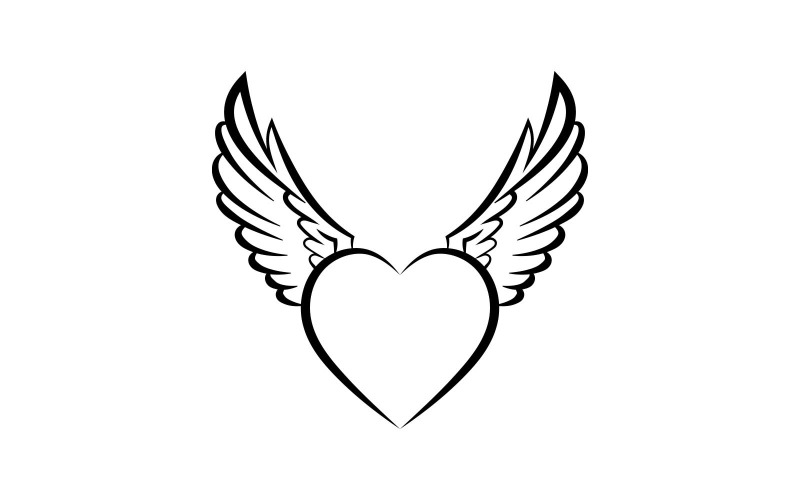 Heart with Wings Black Logo Design Logo Template