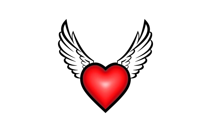 Heart with Wings Logo Design Logo Template