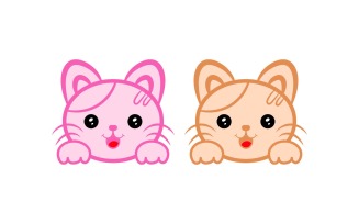 Smily Cute Cat Logo Design