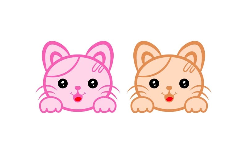 Smily Cute Cat Logo Design Logo Template