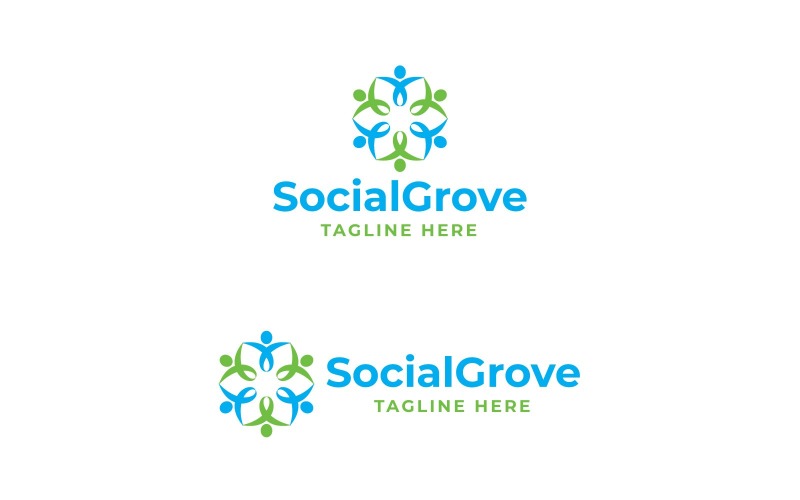 Social Grove Logo Commune Connect Neighbor Net Together Link Logo Template