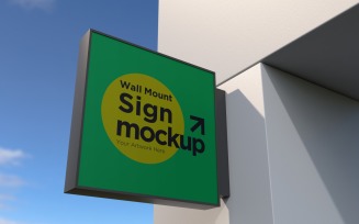 Square Wall Mount Façade Sign Mockup Template 27A