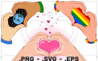 Vector Design Hands Of Love And Pride