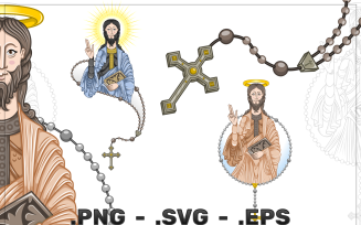 Vector Design Of Santiago Apostle With Rosary
