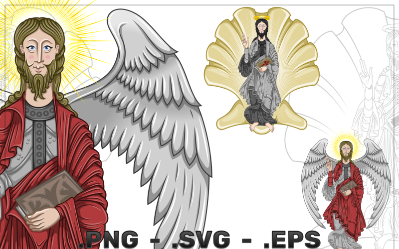 Winged Saint James Apostle Vector Design Vector Graphic