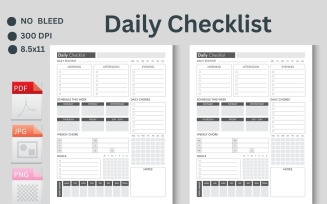 Blank Checklist, Kids Daily School Checklist, Daily Chores Checklist