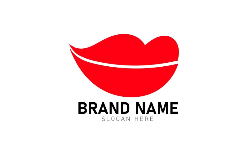 Creative Red Lips Logo design Logo Template