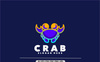 Cute crab gradient color design logo