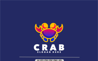 Cute crab line design logo colorful gradient