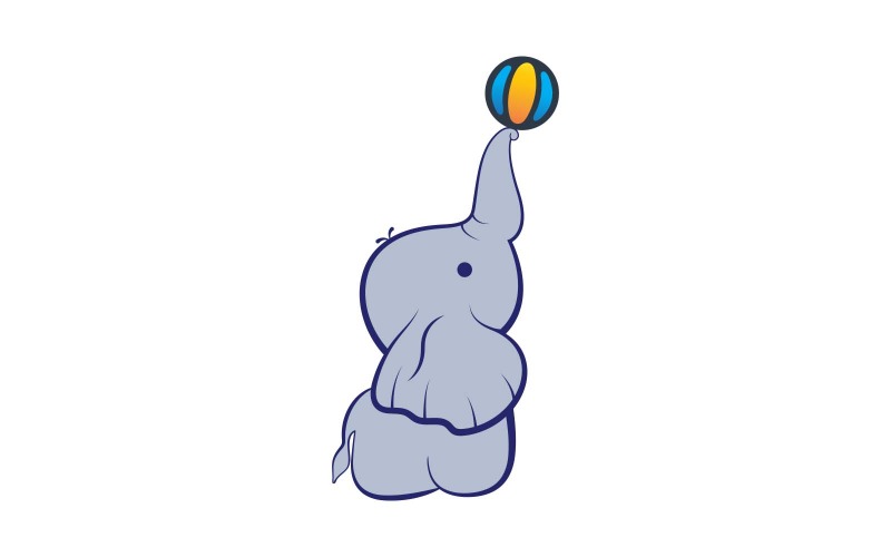 Cute Elephant Playing with Foot Ball Logo Template