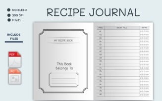 Recipe planner logbook, recipe Planner, Recipe Journal, Recipe Template