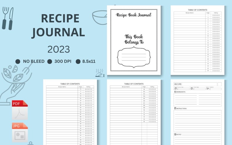 Recipe Planner, Recipe Journal, Recipe Template