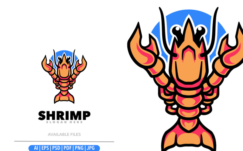 Shrimp mascot cartoon logo design Logo Template