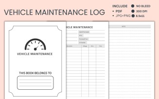 Vehicle Maintenance Log – Car motorcycle Repair mileage Template Printable