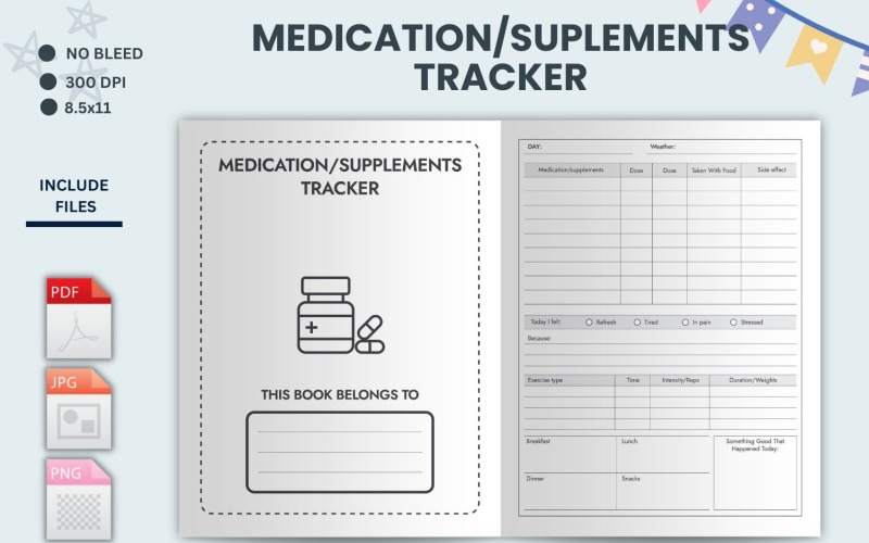 Vitamin Tracker, Supplement Tracker, Vitamin List, Vitamin Log, Health Tracker, Wellness planner Planner
