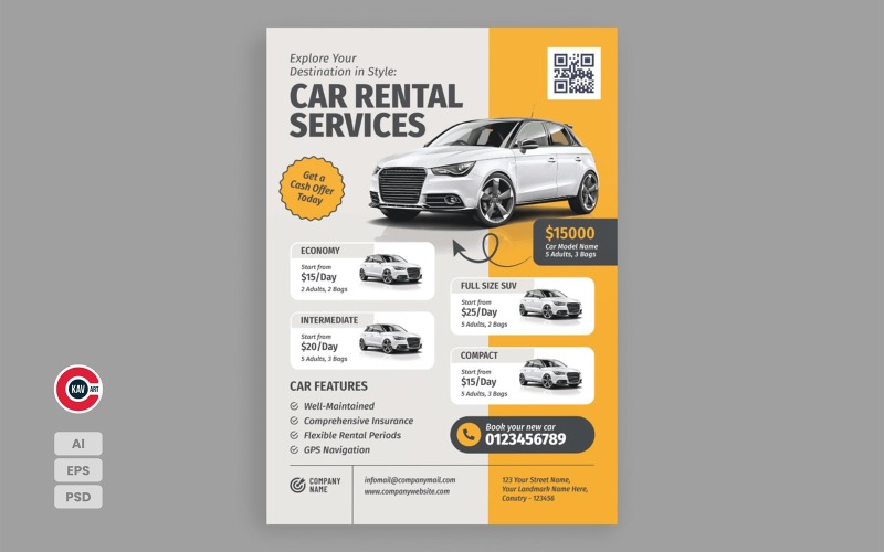 Car Rental Flyer Template Design - 00002 Corporate Identity