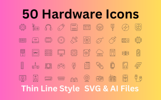 Hardware Icon Set 50 Outline Icons - SVG And AI Files