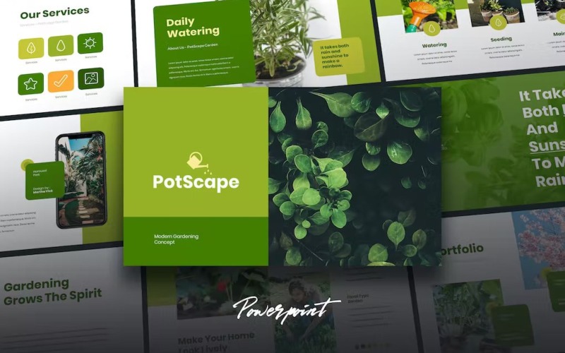 Postcape - Green Business Powerpoint Template PowerPoint Template