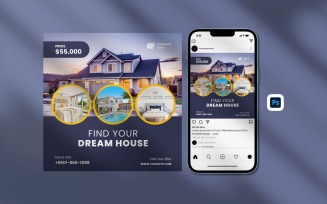 Real estate house social media post banner design template