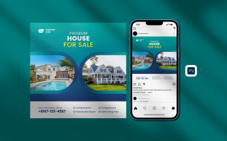 Real estate house social media post banner template