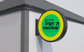 Round Wall Mount Signage Mockup Template 37A
