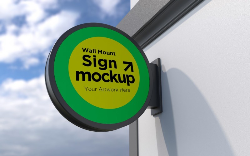 Round Wall Mount Signage Mockup Template 37B Product Mockup