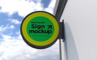 Round Wall Mount Signage Mockup Template 37C