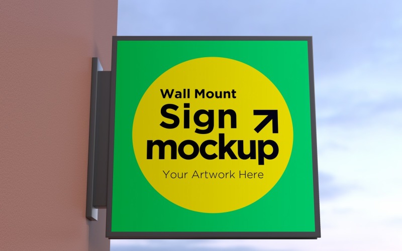 Square Wall Mount Sign Double Sided sign board Mockup 40C Product Mockup